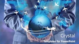  Presentation with air - Presentation theme having businessman-in-air-travel-concept background and a  colored foreground