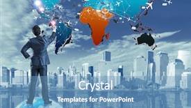  Presentation with travel concept silhouette - Amazing PPT layouts having businessman in air travel concept backdrop and a teal colored foreground