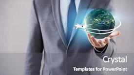  Presentation with air - Presentation theme enhanced with logistics service - businessman in air travel concept background and a gray colored foreground