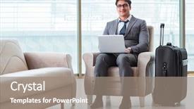  Presentation with airport lounge - Slides with businessman in airport business lounge background and a  colored foreground