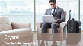  Presentation with airport lounge - Slide deck consisting of businessman in airport business lounge background and a gray colored foreground