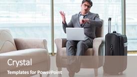  Presentation with airport lounge - Slide set having businessman in airport business lounge background and a gray colored foreground