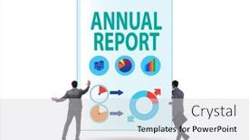  Presentation with report - PPT theme enhanced with businessman-in-annual-report-concept background and a light gray colored foreground