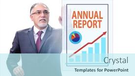  Presentation with report - PPT theme with businessman-in-annual-report-concept background and a  colored foreground