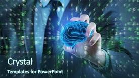  Presentation with artificial intelligence - PPT layouts consisting of businessman in artificial intelligence concept background and a ocean colored foreground