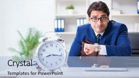  Presentation with human resource management resources concept - Amazing theme having businessman in bad time management backdrop and a  colored foreground