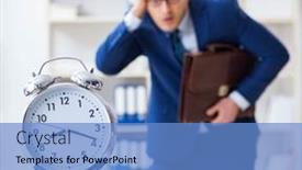  Presentation with time management - Presentation theme consisting of businessman-in-bad-time-management background and a teal colored foreground