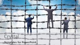  Presentation with barbed wire fence prison concept - PPT theme having businessman-in-barbed-wire-concept background and a  colored foreground