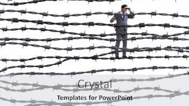  Presentation with concept - Presentation theme enhanced with businessman-in-barbed-wire-concept background and a light gray colored foreground