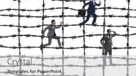  Presentation with concept - PPT theme with businessman-in-barbed-wire-concept background and a light gray colored foreground
