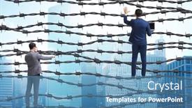  Presentation with concept - Slides having businessman-in-barbed-wire-concept background and a teal colored foreground