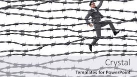  Presentation with concept - Slides consisting of businessman-in-barbed-wire-concept background and a light gray colored foreground