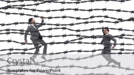  Presentation with concept - Slide set having businessman-in-barbed-wire-concept background and a light gray colored foreground