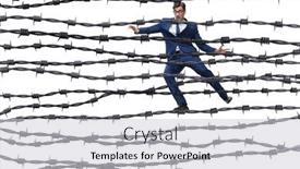  Presentation with concept - Theme with businessman-in-barbed-wire-concept background and a  colored foreground