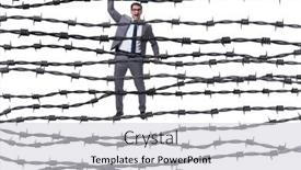  Presentation with concept - Slide set with businessman-in-barbed-wire-concept background and a  colored foreground