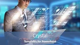  Presentation with data management - Amazing PPT layouts having businessman-in-big-data-management backdrop and a teal colored foreground