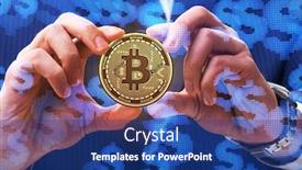  Presentation with price - Presentation design with businessman-in-bitcoin-price-increase background and a ocean colored foreground