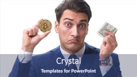  Presentation with rise - Audience pleasing slide deck consisting of businessman in bitcoin price increase backdrop and a ocean colored foreground