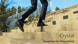  Presentation with trousers - Presentation theme enhanced with businessman-in-black-classic-shoes background and a coral colored foreground