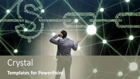  Presentation with blockchain - Slide deck enhanced with businessman in blockchain cryptocurrency concept background and a gray colored foreground