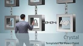  Presentation with blockchain - Beautiful PPT theme featuring businessman-in-blockchain-cryptocurrency-concept backdrop and a light blue colored foreground