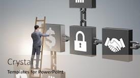  Presentation with blockchain - Slides having businessman-in-blockchain-cryptocurrency-concept background and a soft green colored foreground