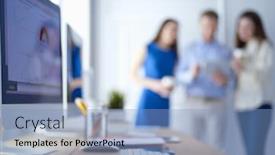  Presentation with plant growth - Theme having businessman-in-blue-shirt-holding background and a light blue colored foreground