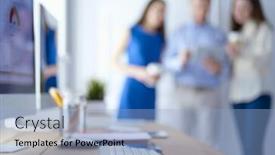  Presentation with plant growth - Presentation design having businessman-in-blue-shirt-holding background and a light blue colored foreground