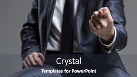  Presentation with show - Beautiful slide deck featuring businessman in blue suit show fig sign concept about angry or furious backdrop and a tawny brown colored foreground