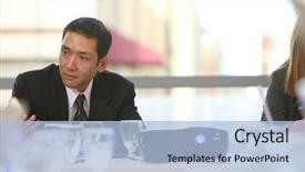  Presentation with board meeting - Amazing slide deck having businessman in board room meeting backdrop and a light blue colored foreground