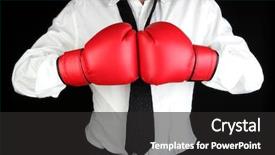  Presentation with boxing - Cool new presentation theme with businessman in boxing gloves isolated backdrop and a dark gray colored foreground