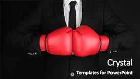  Presentation with boxing - Cool new slides with businessman in boxing gloves isolated backdrop and a black colored foreground