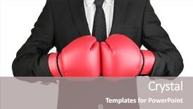  Presentation with boxing - Colorful theme enhanced with businessman in boxing gloves isolated backdrop and a gray colored foreground