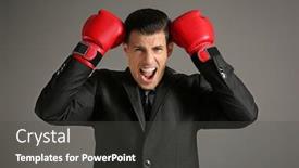  Presentation with boxing - Audience pleasing slide deck consisting of businessman-in-boxing-gloves backdrop and a dark gray colored foreground