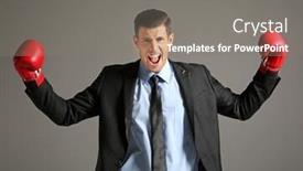  Presentation with boxing - Beautiful theme featuring businessman-in-boxing-gloves backdrop and a gray colored foreground