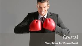  Presentation with boxing - Audience pleasing PPT layouts consisting of businessman-in-boxing-gloves backdrop and a gray colored foreground