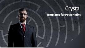  Presentation with career portfolio - Theme enhanced with businessman in business office career background and a dark gray colored foreground