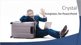  Presentation with business travel - Colorful slide deck enhanced with businessman in business travel concept isolated on white backdrop and a white colored foreground