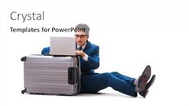  Presentation with business travel - Presentation theme having businessman in business travel concept isolated on white background and a white colored foreground