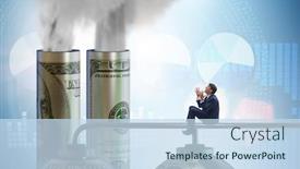  Presentation with pricing - Presentation design featuring businessman-in-carbon-pricing-concept background and a sky blue colored foreground