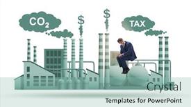  Presentation with carbon - PPT theme enhanced with businessman-in-carbon-tax-concept background and a mint green colored foreground