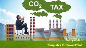  Presentation with carbon - Slide deck with businessman-in-carbon-tax-concept background and a tawny brown colored foreground