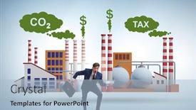  Presentation with carbon - Colorful PPT theme enhanced with businessman-in-carbon-tax-concept backdrop and a light blue colored foreground