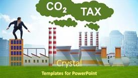  Presentation with carbon - Slide set featuring businessman-in-carbon-tax-concept background and a tawny brown colored foreground