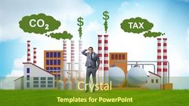  Presentation with carbon - Cool new slide deck with businessman-in-carbon-tax-concept backdrop and a tawny brown colored foreground