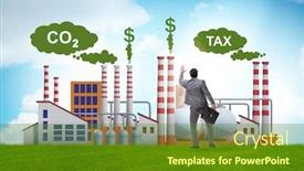  Presentation with carbon - Colorful slide set enhanced with businessman-in-carbon-tax-concept backdrop and a tawny brown colored foreground