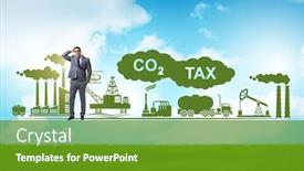  Presentation with carbon - Audience pleasing PPT theme consisting of businessman-in-carbon-tax-concept backdrop and a tawny brown colored foreground
