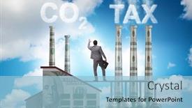  Presentation with carbon - Presentation featuring businessman-in-carbon-tax-concept background and a light blue colored foreground