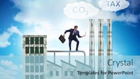  Presentation with carbon - Slides enhanced with businessman-in-carbon-tax-concept background and a light blue colored foreground