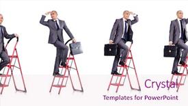  Presentation with businessman climbing the career ladder - Slides featuring businessman in career ladder concept background and a lemonade colored foreground